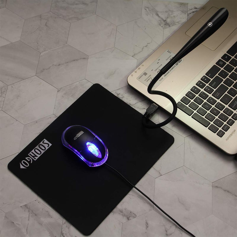 SOON GO Mini Mouse Pad Kids Mice for Laptop USB LED Light 3 in 1 Gift Combo Mouse Pad Non-Slip Rubber Base USB Reading Lamp with Dimmable Touch Switch and Flexible Gooseneck for Laptop Home Office - Image 5